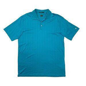Tiger Woods Polo Shirt Men XL Extra Large Pool Blue Collection Fit Dry Nike Golf